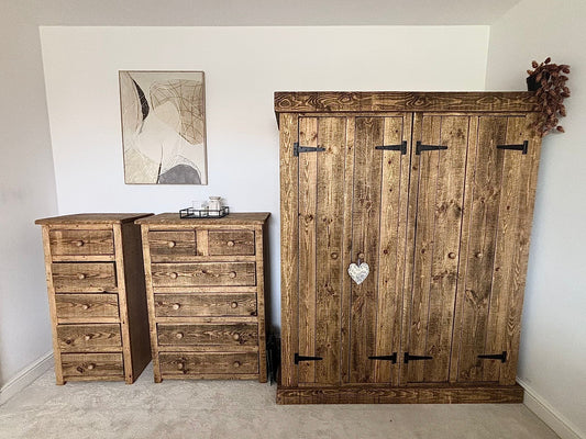 Handmade wooden bedroom furniture set from Three Skulls Furniture