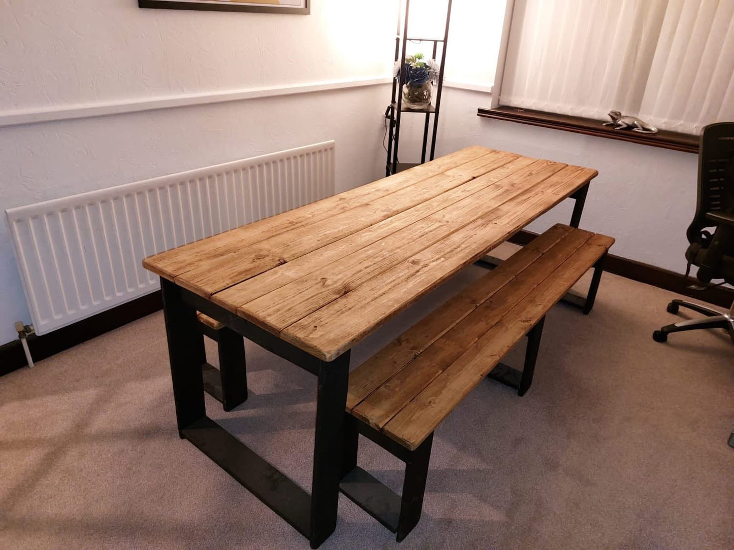 The Midnight Black Table Set | Handmade Rustic Dining Set | Three Skulls Furniture