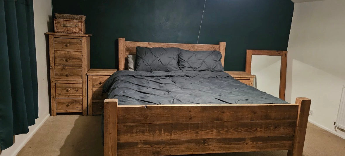Wooden bedroom furniture package by Three Skulls Furniture