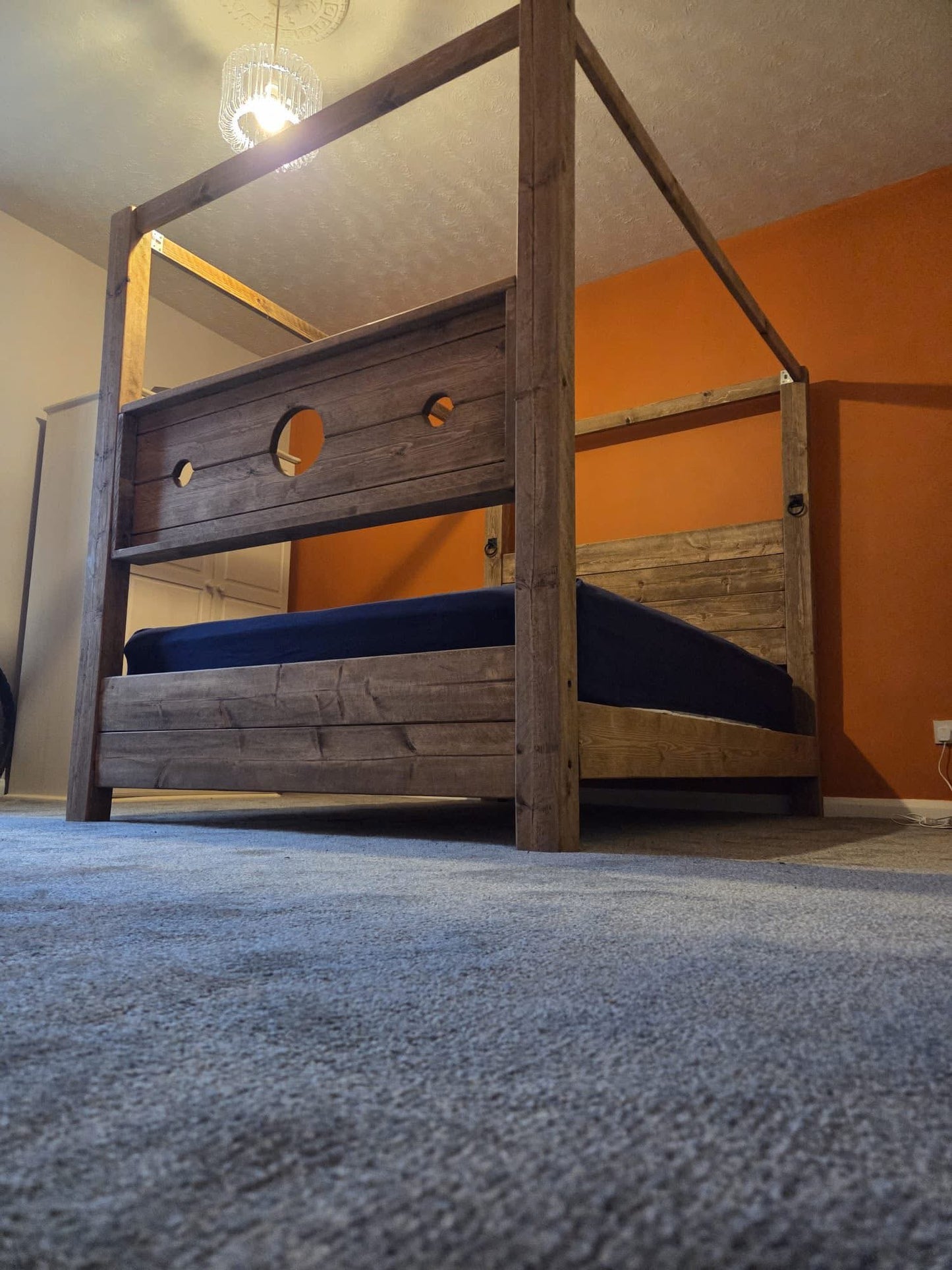 Handmade Tudor BDSM rustic wooden bed frame
