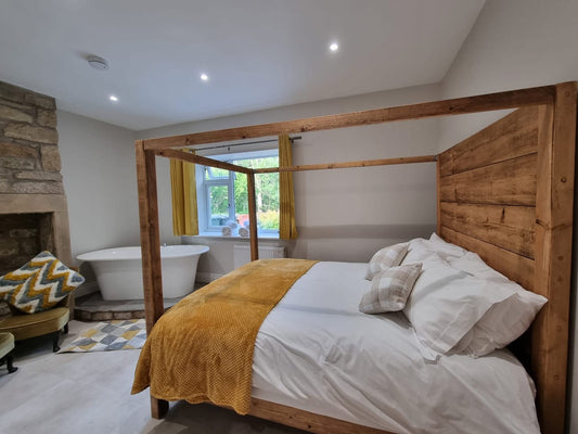 Handmade rustic wooden Grand Four Poster Bed