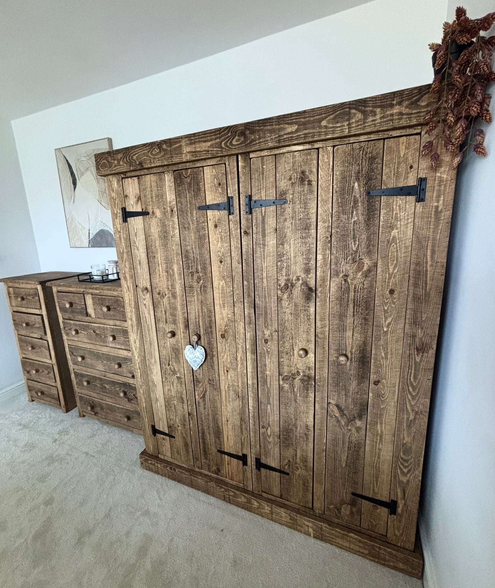 Rustic bedroom package with matching handmade wooden furniture
