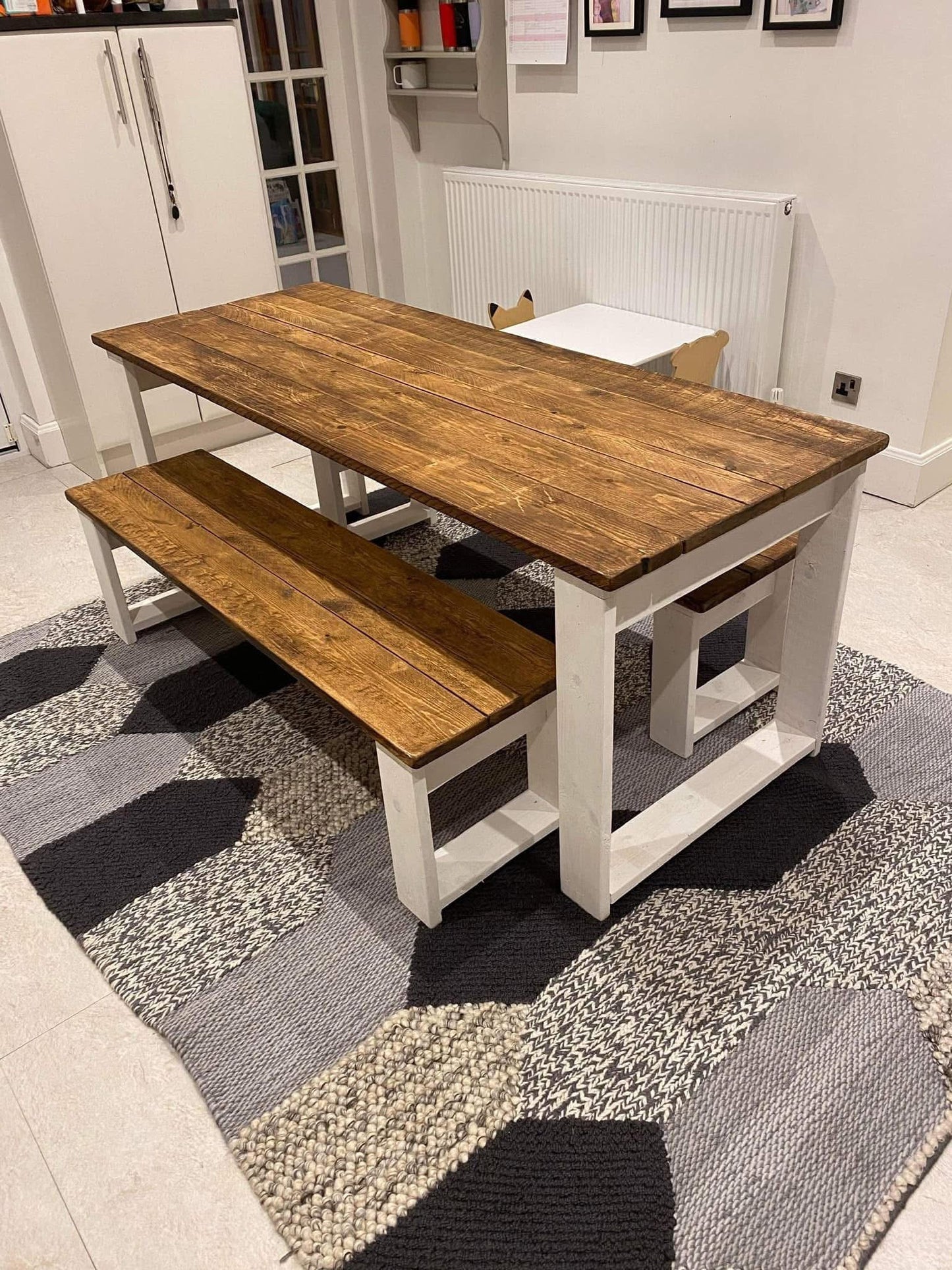 The Midnight Black Table Set | Handmade Rustic Dining Set | Three Skulls Furniture