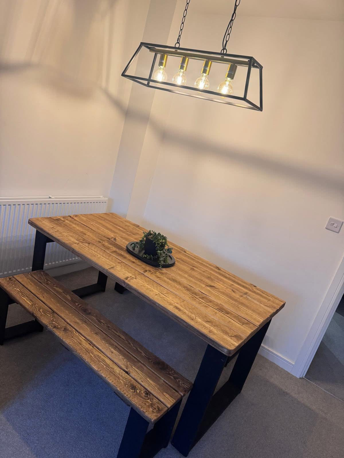 The Midnight Black Table Set | Handmade Rustic Dining Set | Three Skulls Furniture