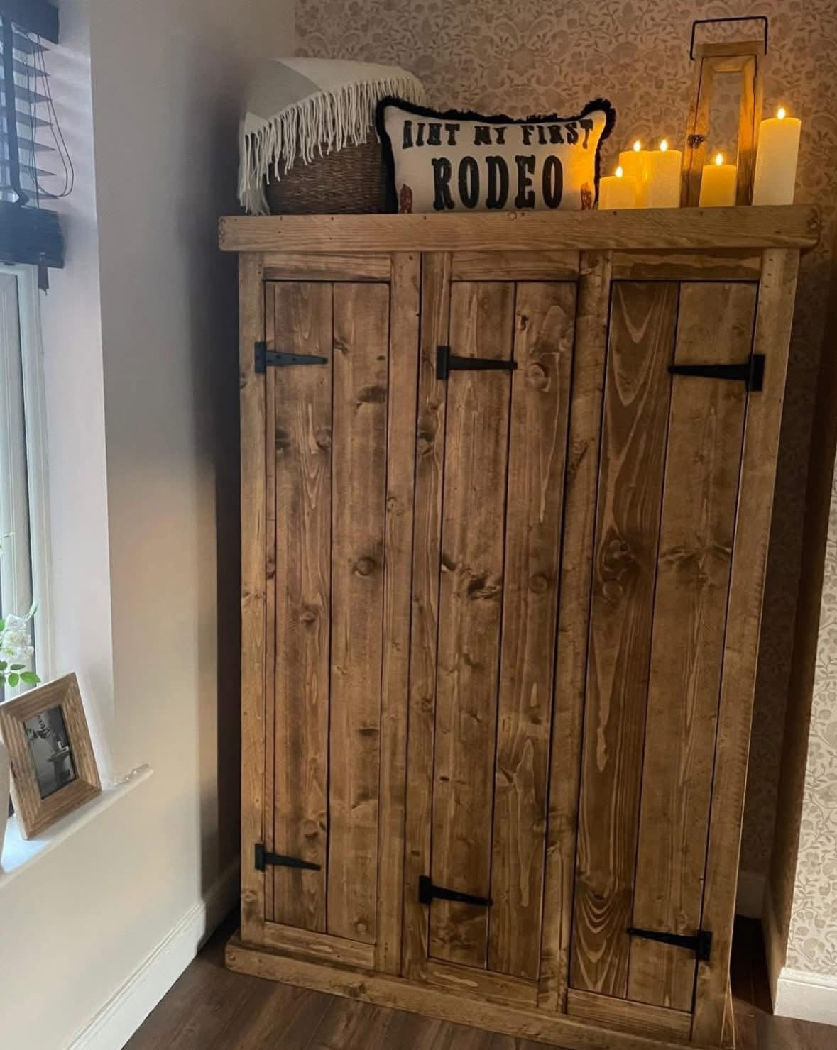 Handmade farmhouse style wooden wardrobe