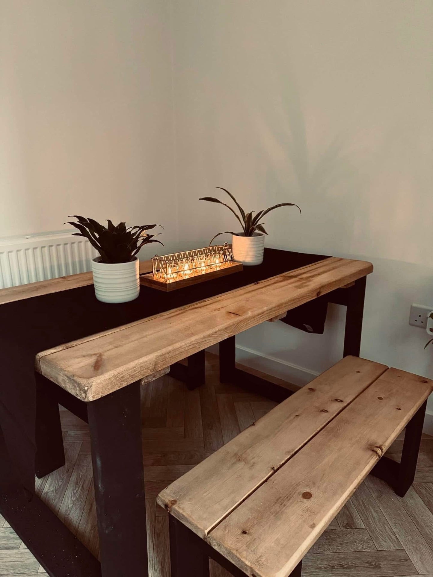 The Midnight Black Table Set | Handmade Rustic Dining Set | Three Skulls Furniture