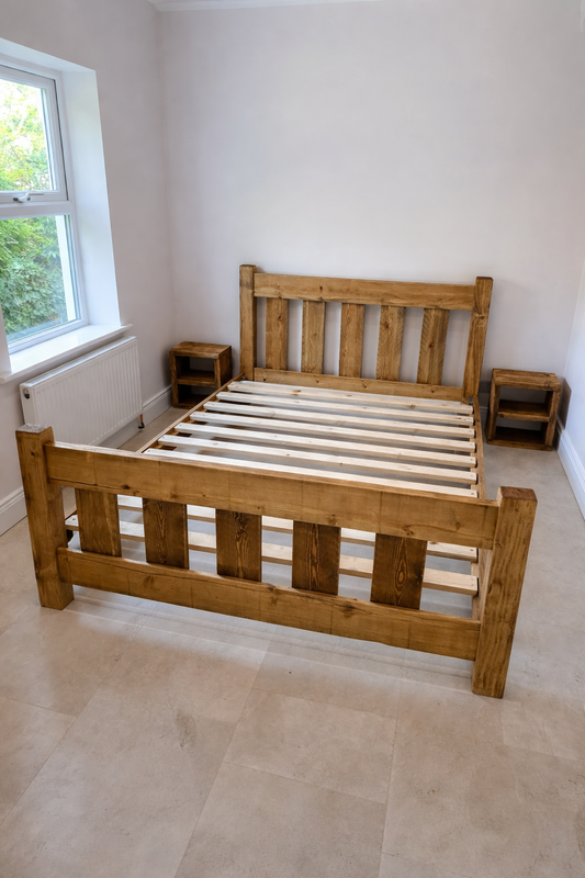 Ranch Bed handmade rustic farmhouse wooden bed by Three Skulls Furniture