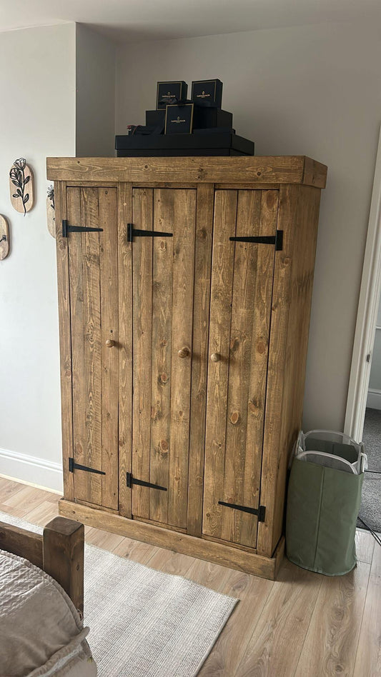 Handmade rustic wooden wardrobe by Three Skulls Furniture
