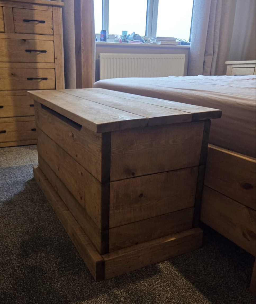 Ottoman | Handmade Rustic Wooden Storage Chest | Three Skulls Furniture