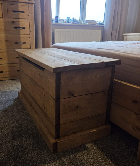 Ottoman | Handmade Rustic Wooden Storage Chest | Three Skulls Furniture