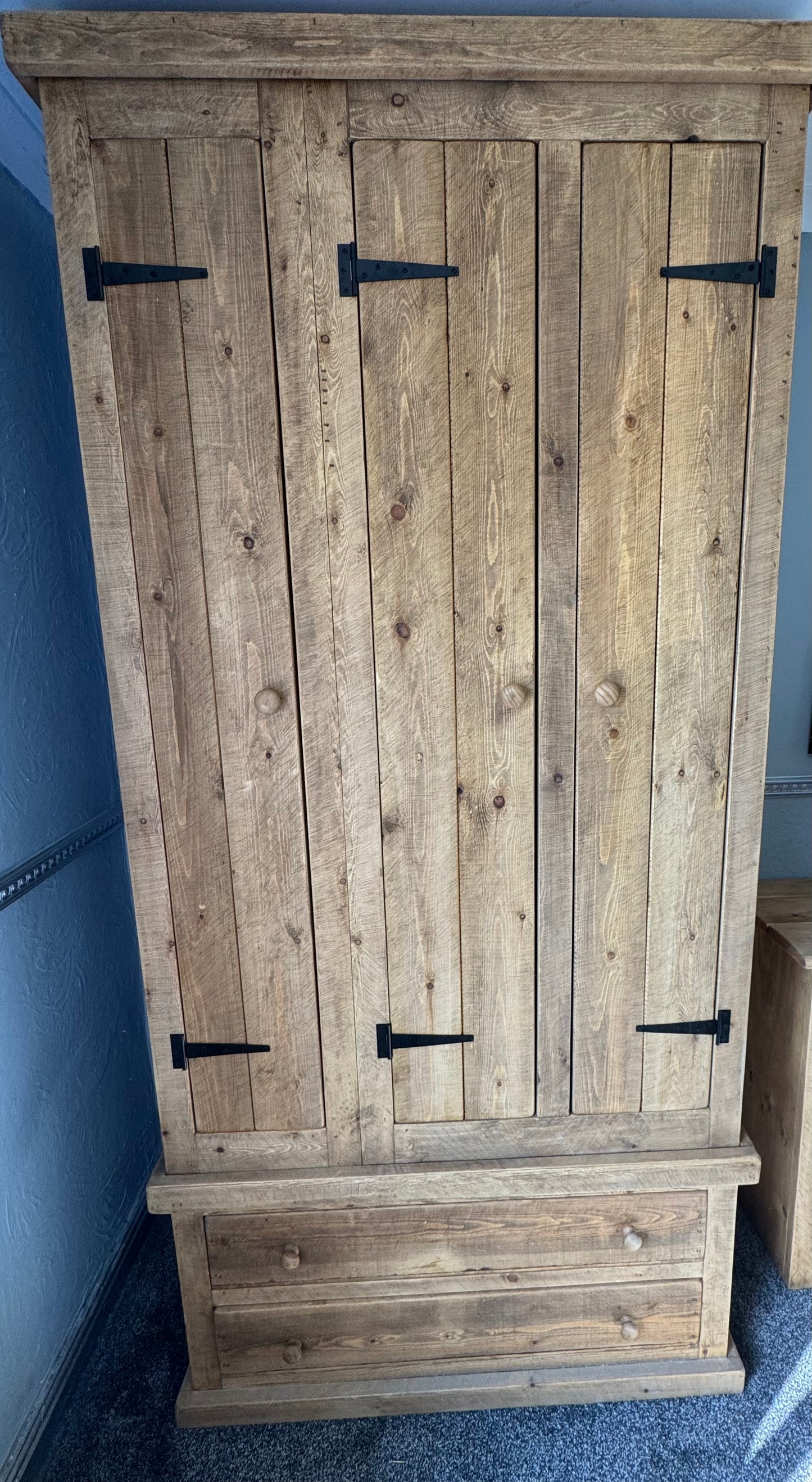 Handmade rustic timber wardrobe for bedroom storage