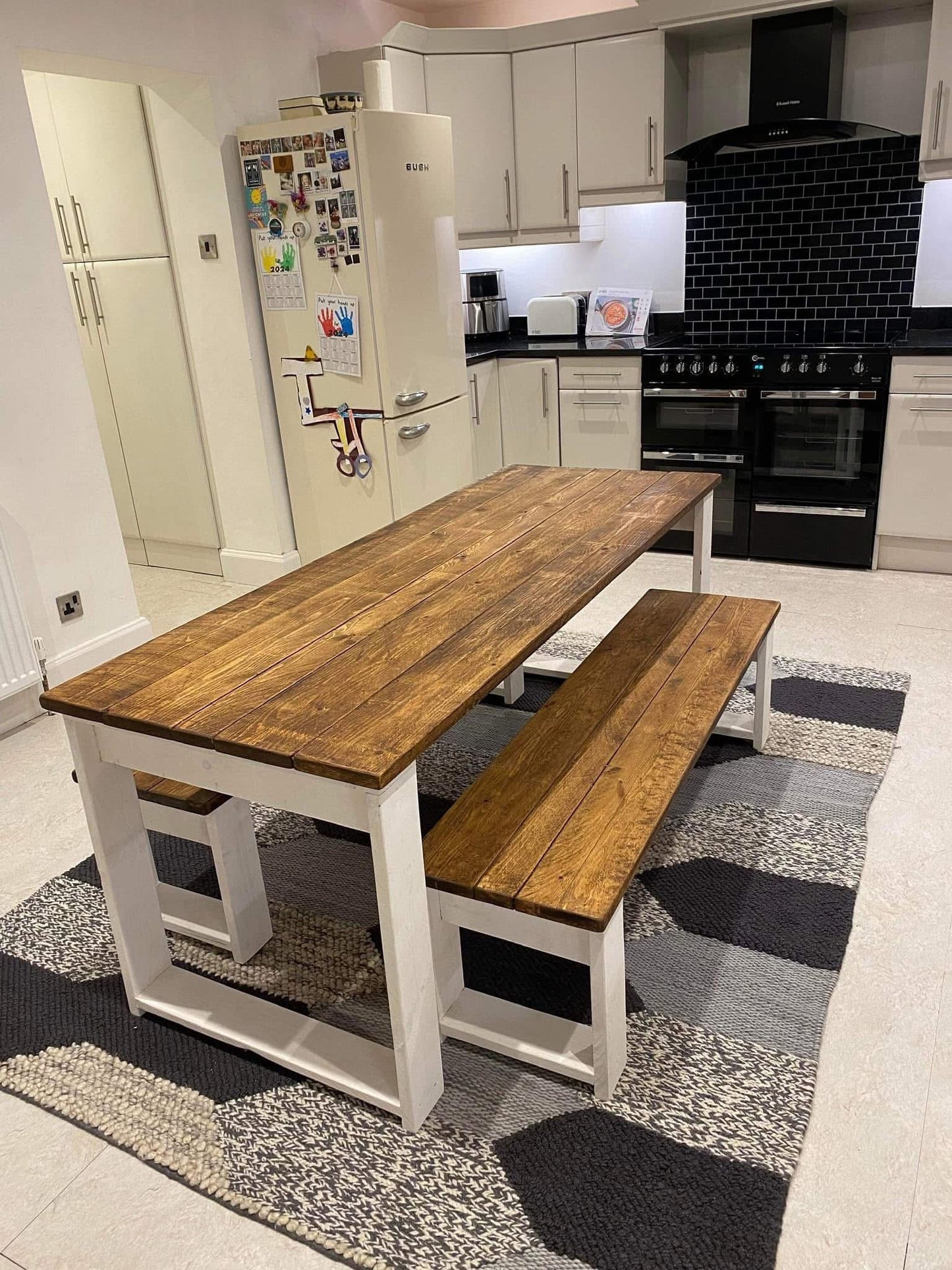 The Midnight Black Table Set | Handmade Rustic Dining Set | Three Skulls Furniture