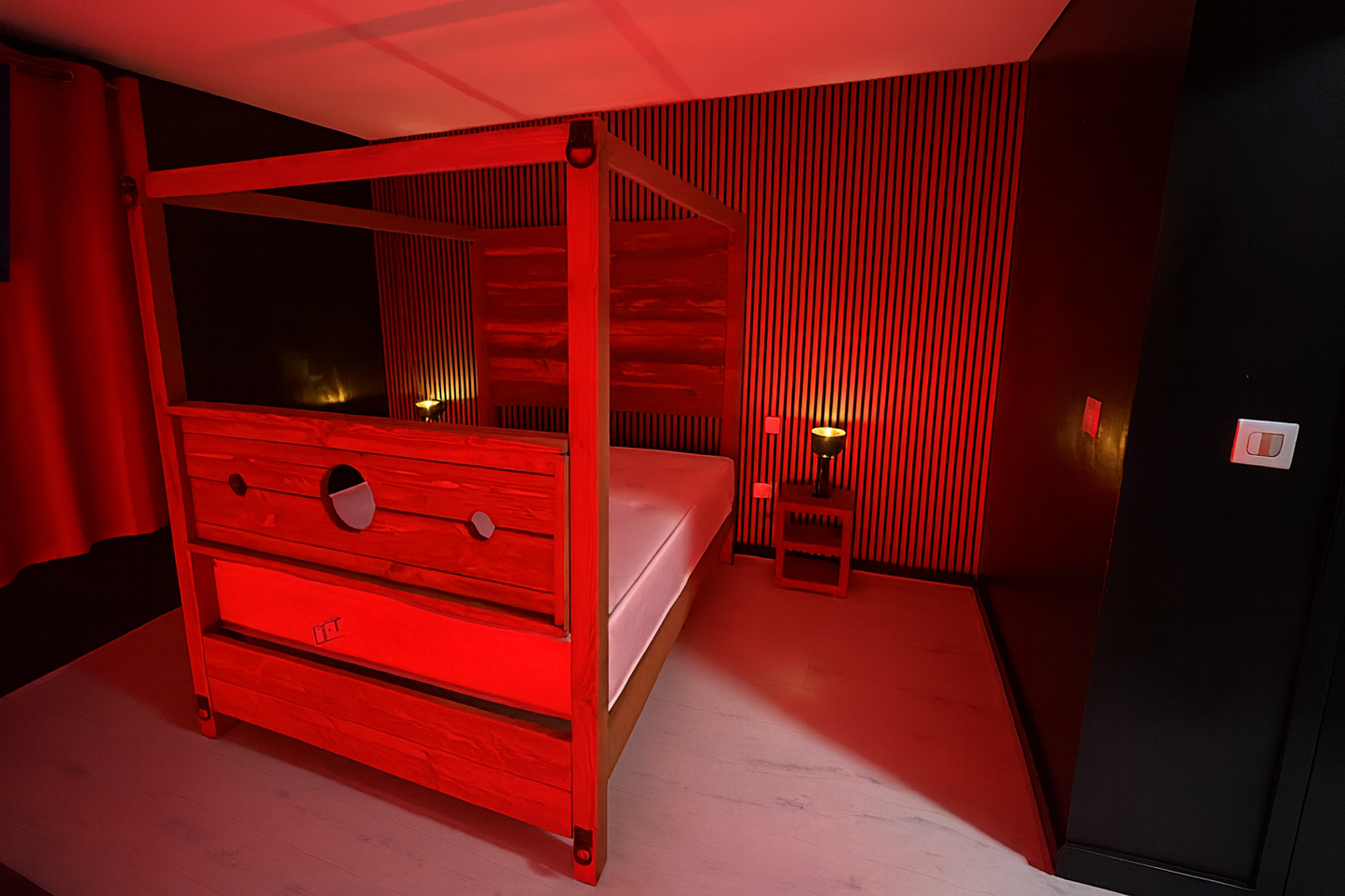 Rustic Tudor bed frame with medieval bedroom styling
