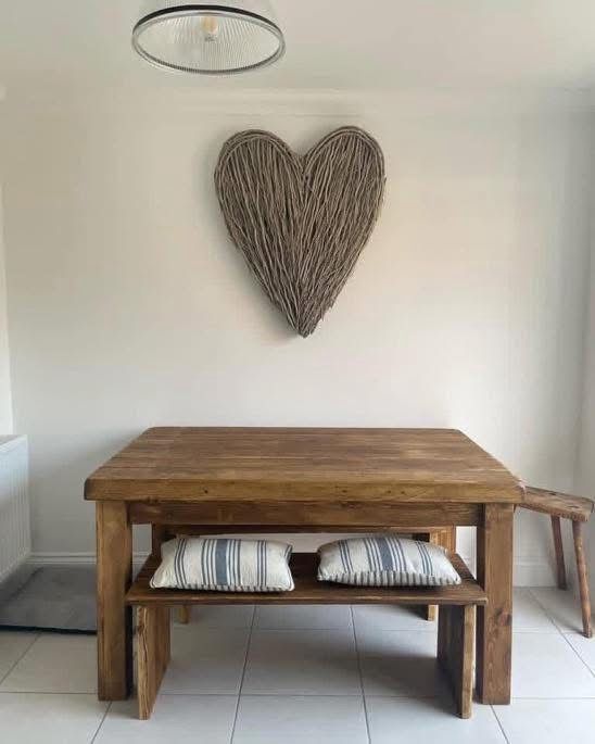 The Sleek Table Set | Handmade Rustic Wooden Dining Set | Three Skulls Furniture