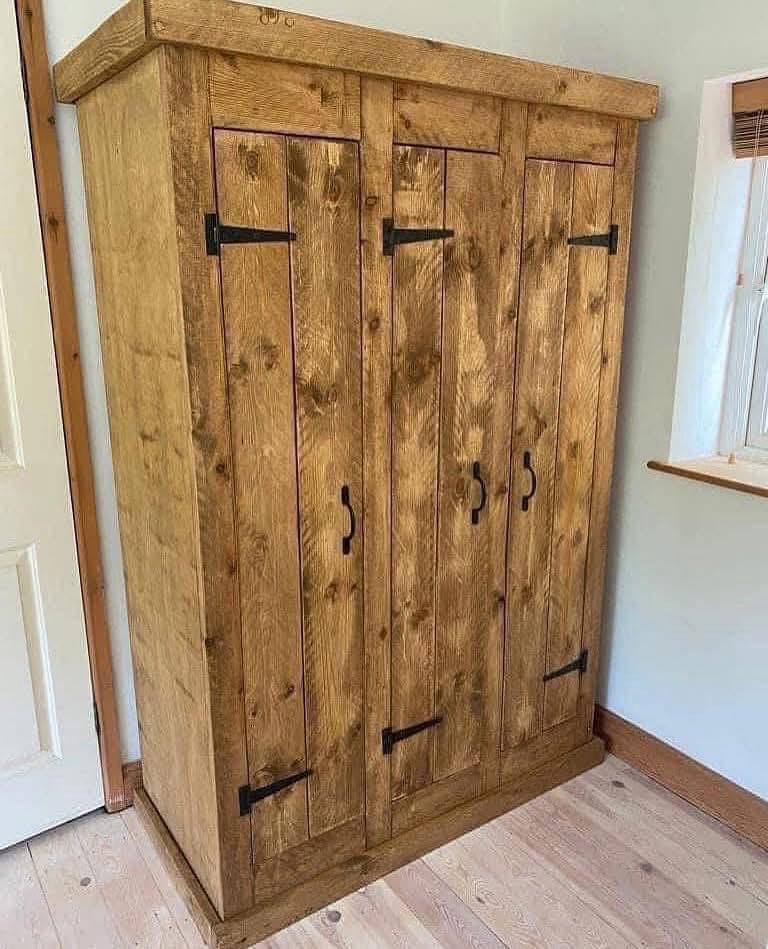 Rustic solid timber wardrobe for bedroom storage