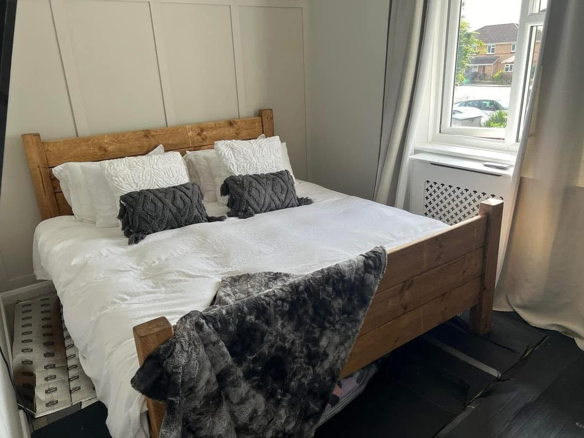 Handmade rustic High Plank bed frame