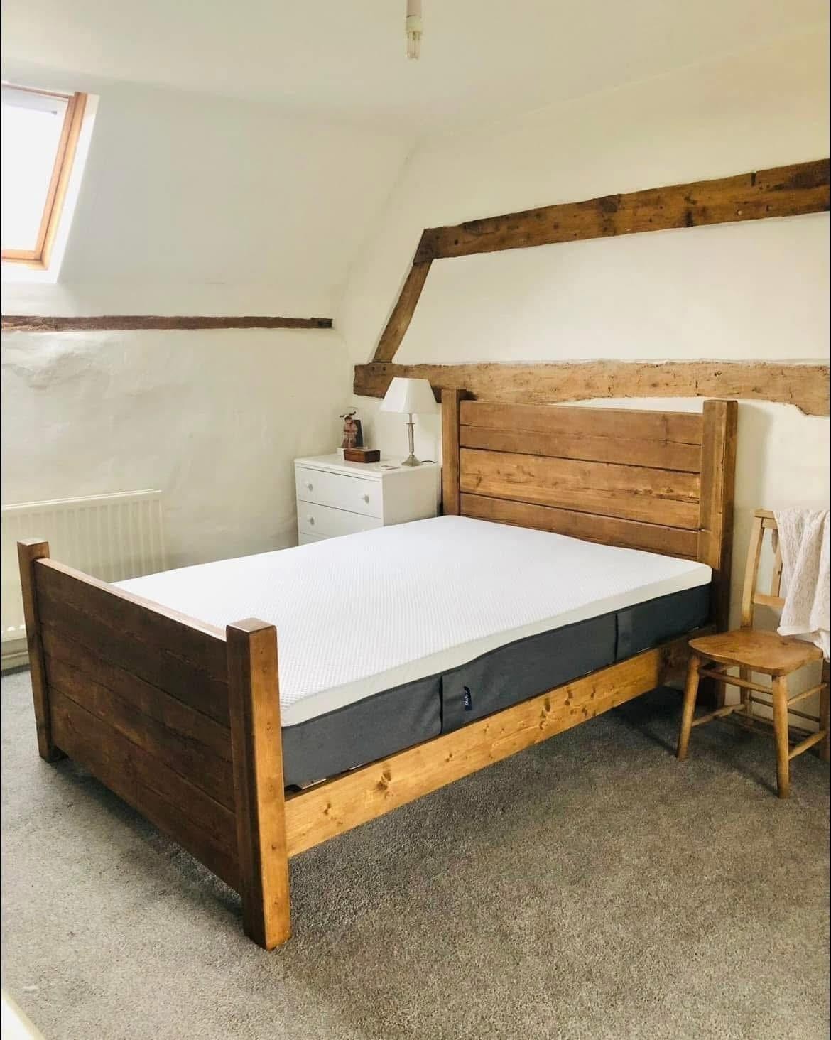 High Plank Bed handmade rustic wooden bed by Three Skulls Furniture