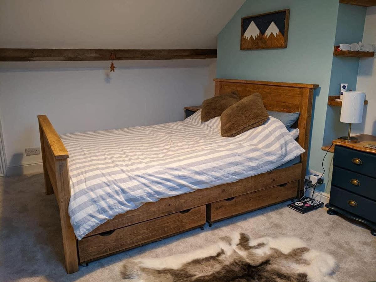 Preston handmade wooden bed with traditional rustic styling