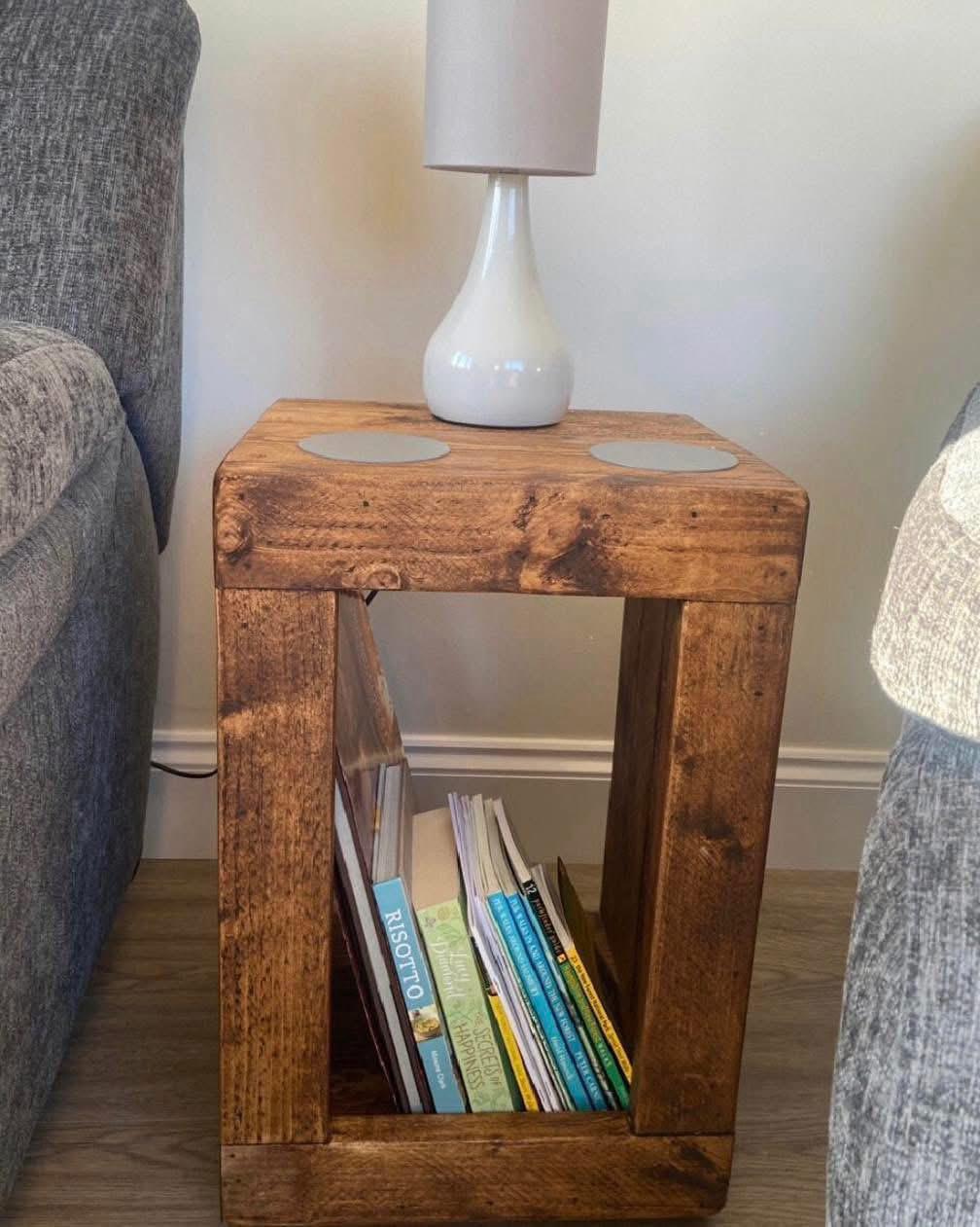 The Robust Lamp Table | Handmade Rustic Wooden Side Table | Three Skulls Furniture