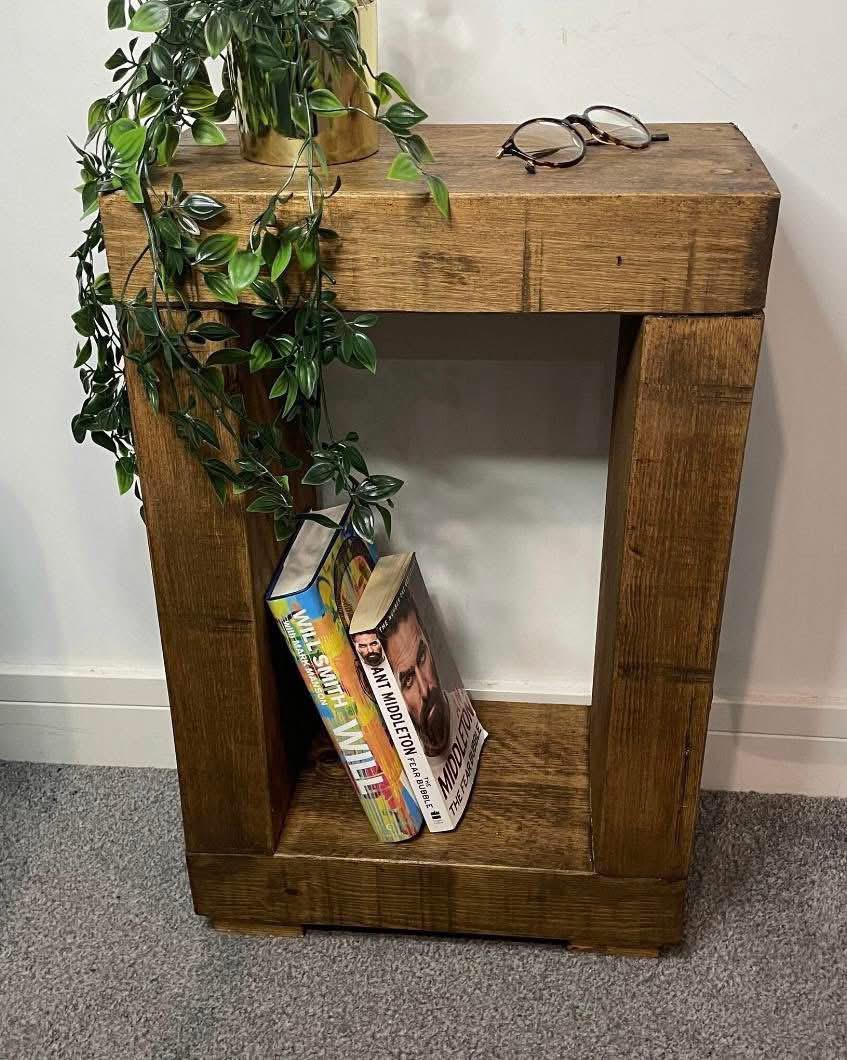 The Robust Lamp Table | Handmade Rustic Wooden Side Table | Three Skulls Furniture