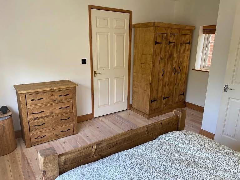 Complete rustic bedroom furniture package in wood