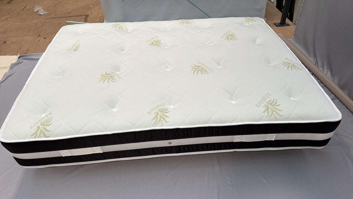 Full view of the mattress showing its quilted sleeping surface